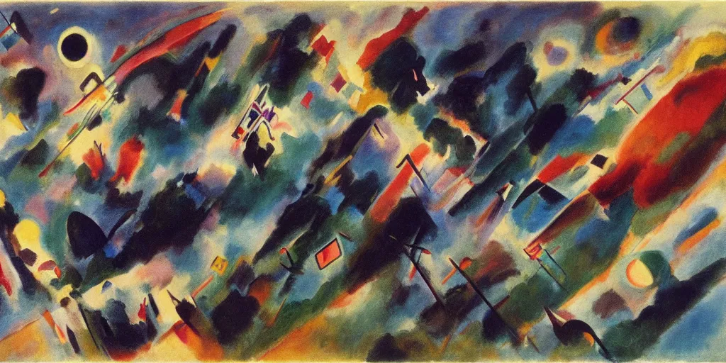 Prompt: Concept Art of cinematography of Terrence Malick film by Wassily Kandinsky