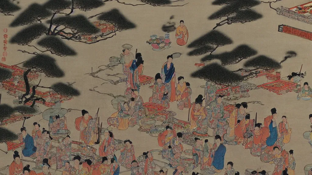 Image similar to beautiful 1 9 6 0 s painting of ancient china, miyazaki, cinematic, intricate detail