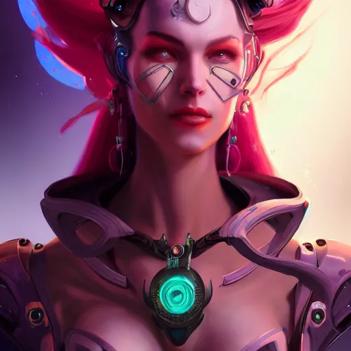 Image similar to a portrait of a beautiful cybernetic jinx from arcane, cyberpunk concept art by pete mohrbacher and wlop and artgerm and josan gonzales, digital art, highly detailed, intricate, sci-fi, sharp focus, Trending on Artstation HQ, deviantart, unreal engine 5, 4K UHD image