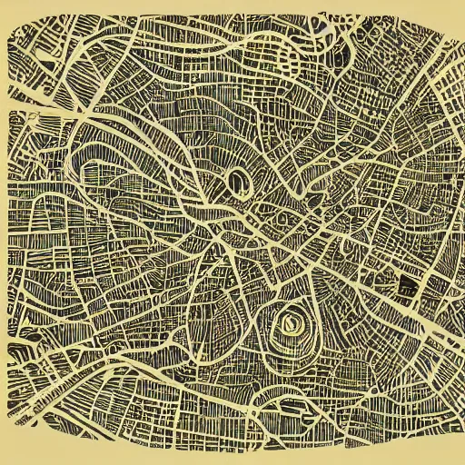 Image similar to very detailed, intricate, artsy, grotosque, jakarta map in the style of claire brewster