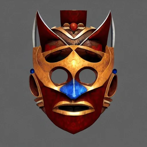 Image similar to a tribal mask in the style of Marc Simonetti