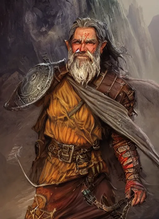 Image similar to poor dirty ugly beggar, ultra detailed fantasy, dndbeyond, bright, colourful, realistic, dnd character portrait, full body, pathfinder, pinterest, art by ralph horsley, dnd, rpg, lotr game design fanart by concept art, behance hd, artstation, deviantart, hdr render in unreal engine 5