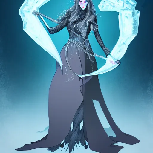 Image similar to ice witch destroys the patriarchy, trending on artstation, detailed art, high fantasy,