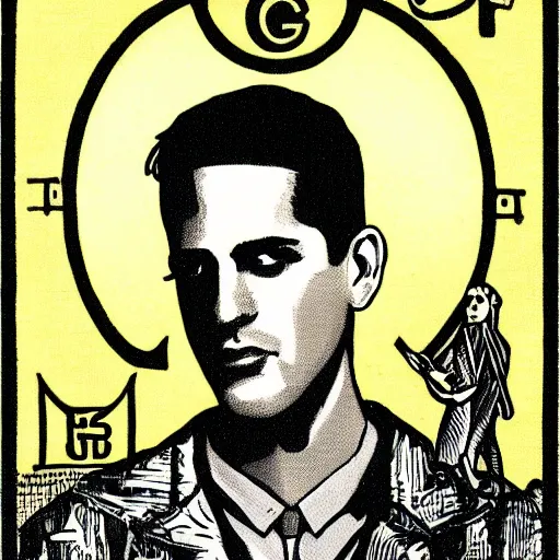 Image similar to G-Eazy in Thoth tarot deck, style of Lady Frieda Harris, 4K