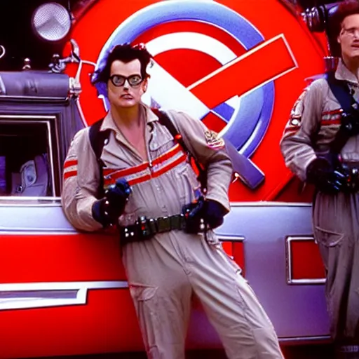Image similar to stunning awe inspiring johnny depp as a ghostbuster in the movie ghostbusters, movie still 8 k hdr atmospheric lighting