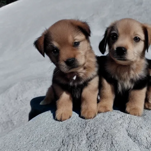 Image similar to cute puppies 4k ultra realistic in park on the moon, earth in background