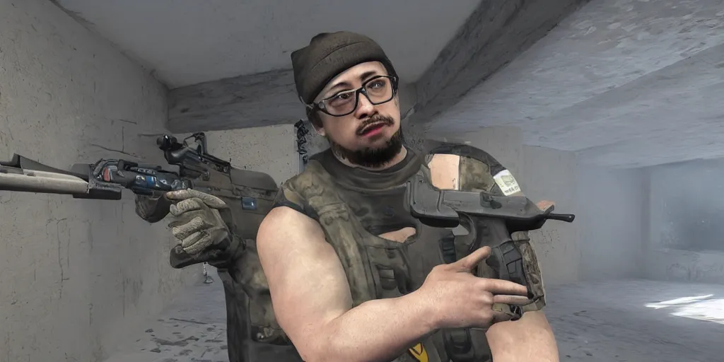 Image similar to sam hyde in cs : go, high detail, high quality, intricate detailing