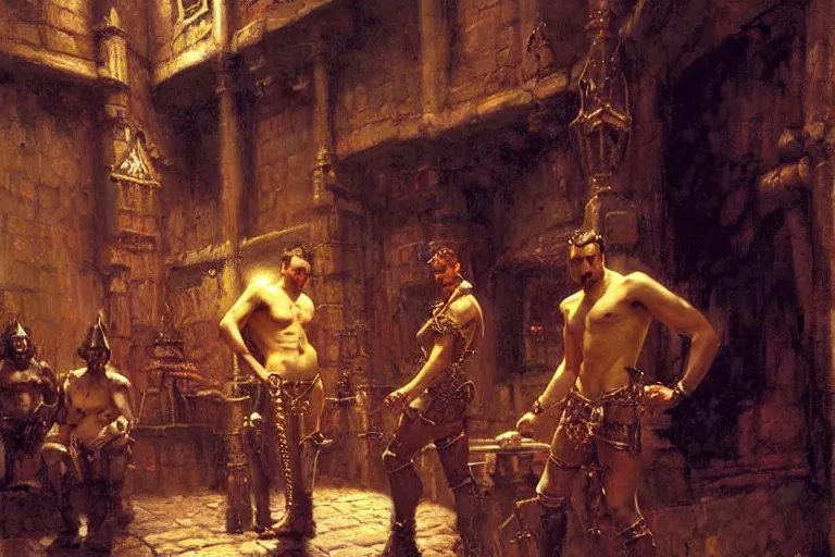 Image similar to dungeon, painting by gaston bussiere, craig mullins, j. c. leyendecker, tom of finland