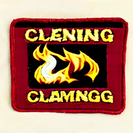 Prompt: a photo of a retro clean fire flame warning caution punk patch