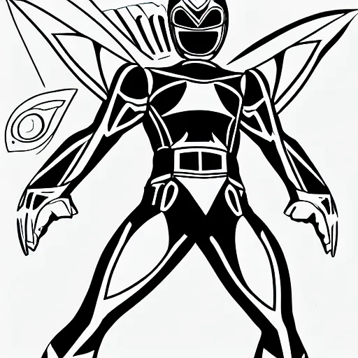 Prompt: line art concept of a new power ranger