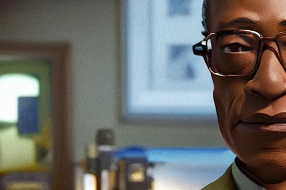 Image similar to “ very very intricate pixar movie screenshot of gus fring, rendered in octane 8 k with detailed cinematic lighting and shading, award - winning crisp details ”