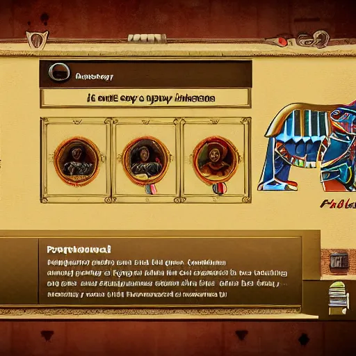 Image similar to video game user interface, egyptian theme