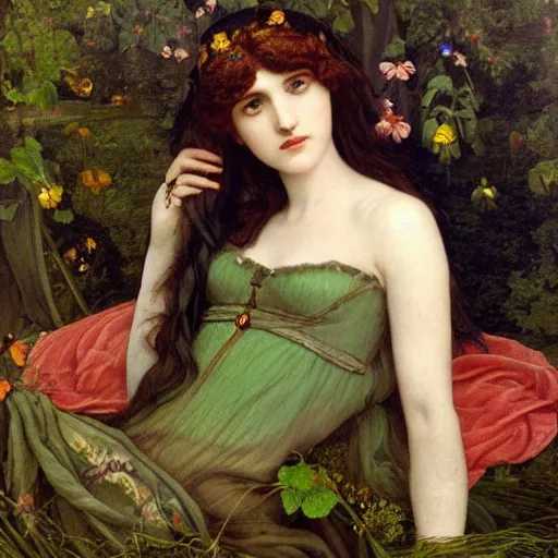 Prompt: a romantic pre-raphaelite painting of Grimes in nature