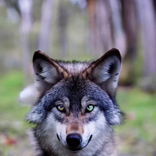 Image similar to photo of a tiny pet timber wolf sticking out of a pocket