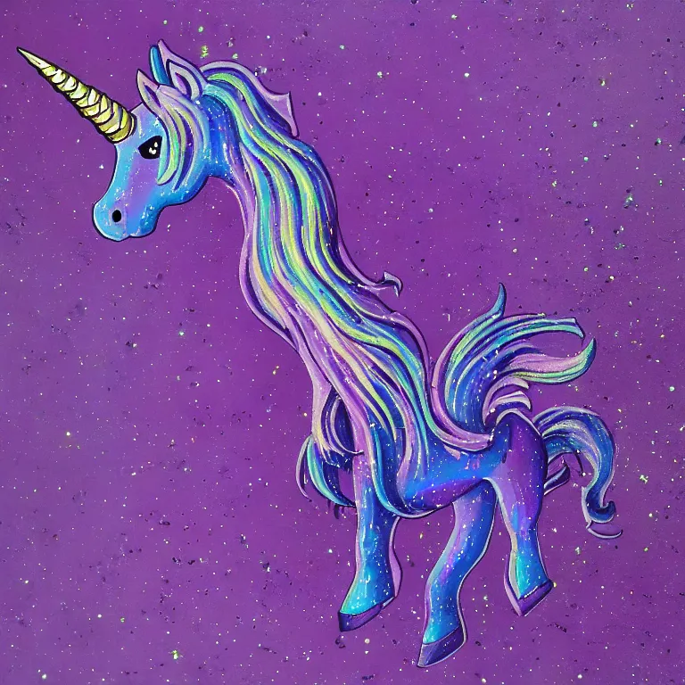 Image similar to unicorn, purple, sparkling, monstrous, crafted by daedalus