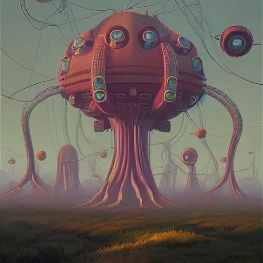 Image similar to giant eldritch horror, simon stalenhag