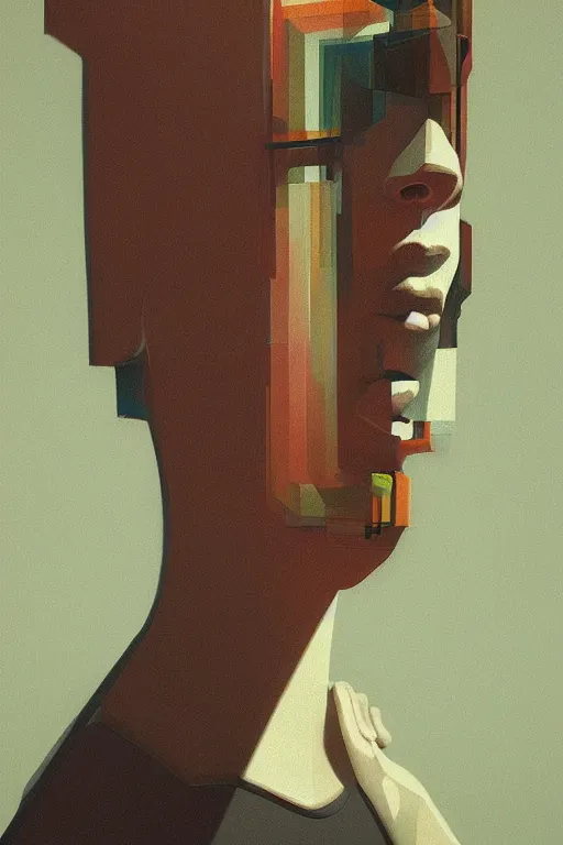 Image similar to woman wearing oculus and digital glitch head edward hopper and james gilleard, zdzislaw beksisnski, higly detailed