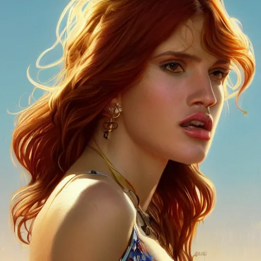 Prompt: ultra realistic illustration, bella thorne in reno 9 1 1, intricate, elegant, highly detailed, digital painting, artstation, concept art, smooth, sharp focus, illustration, art by artgerm and greg rutkowski and alphonse mucha