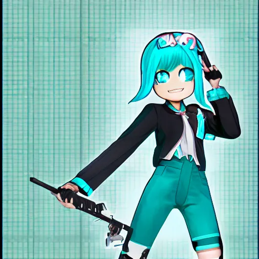 Prompt: miku hatsune as a minecraft characcter