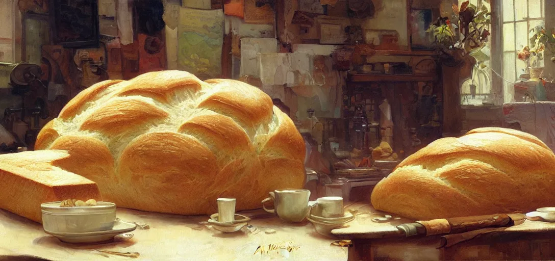 Prompt: the perfect loaf of bread by Stanley Artgerm Lau, greg rutkowski, thomas kindkade, alphonse mucha, loish, norman Rockwel