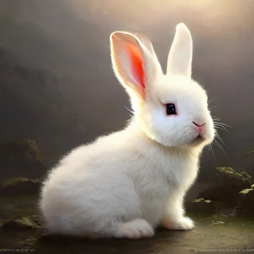 Image similar to cute white dwarf rabbit, 4 k oil on linen by wlop, artgerm, andrei riabovitchev, nuri iyem, james gurney, james jean, greg rutkowski, highly detailed, soft lighting 8 k resolution