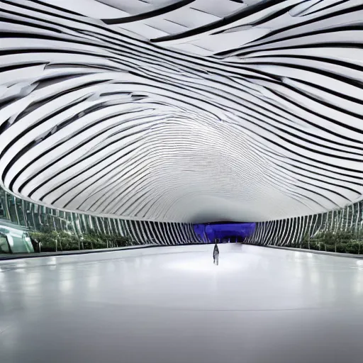 Image similar to a shiny and solemn memorial by zaha hadid