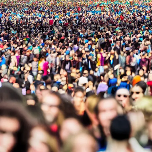 Prompt: man in the crowd with multicolored mirrors