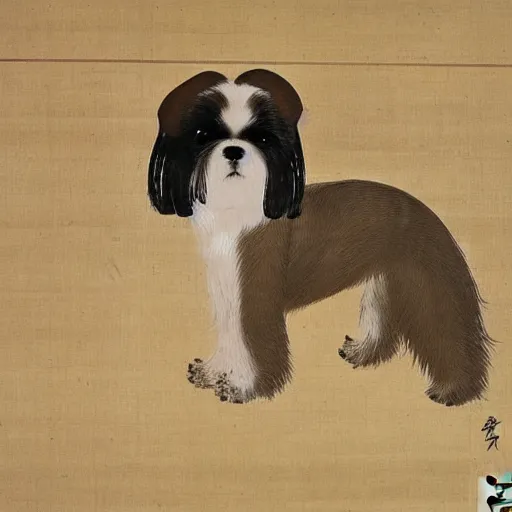 Image similar to portrait of a shih tzu dog as chinese empress, chinese painting 1 2 0 0