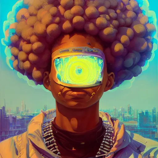 Prompt: afro - cyberpunk deities unseen amongst their creations, a society manifesting dreams with cosmic ancestral magic in a post - modern techno world | hyperrealistic oil painting | by makoto shinkai, ilya kuvshinov, lois van baarle, rossdraws, basquiat | afrofuturism, in the style of surrealism, trending on artstation, | red and black color palette