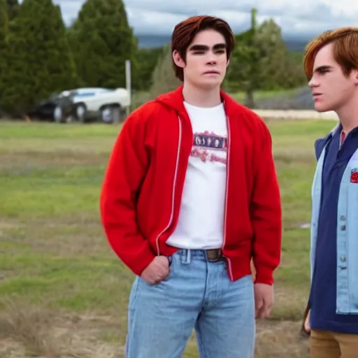 Prompt: kj apa as archie andrews with saul goodman, still from breaking bad