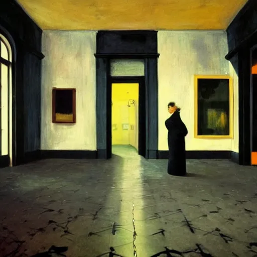 Image similar to a black scary chimera in an haunted liminal hotel abandoned room, hyperrealistic film still by edward hopper, by gottfried helnwein, by klimt, by de chirico, art noveau, highly detailed, strong lights, liminal, eerie, bright pastel colors,