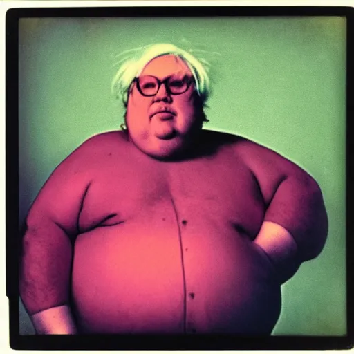 Image similar to color polaroid portrait of a fat man by andy warhol.