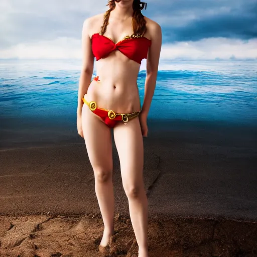 Image similar to a full body photo of emma watson as nami from one piece, award winning photography, 50 mm.