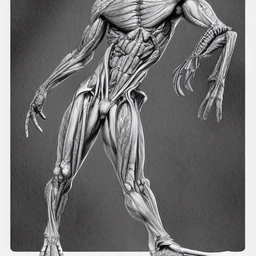 Image similar to A digital concept art painting of an alien drawing anatomy by Gottfried Bammes and Giger and Bill Ellis, trending on artstation