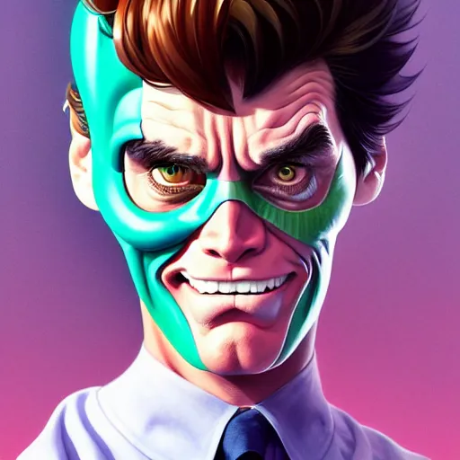 Prompt: jim carrey as the mask, portrait shinkai makoto studio ghibli studio key hideaki anno sakimichan stanley artgerm lau rossdraws james jean marc simonetti elegant highly detailed digital painting artstation pixiv