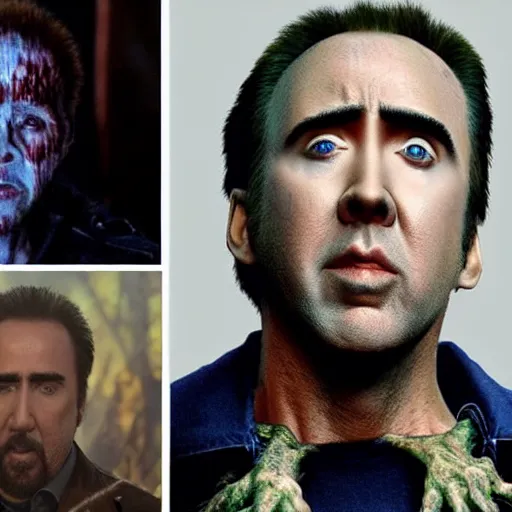 Image similar to nicolas cage is groot