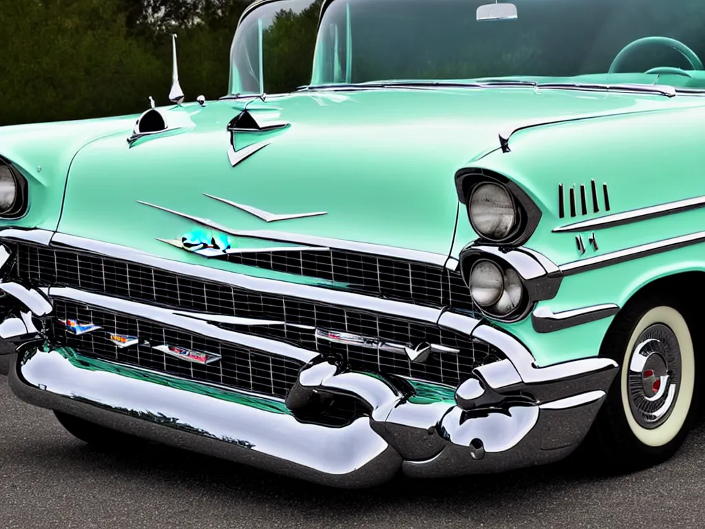 Prompt: 1957 Chevrolet Bel Air, crystal-clear-focus, sharp-lens, amazing photography