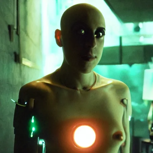 Image similar to movie still of a cyborg, cinematic composition, cinematic light, by gaspar noe