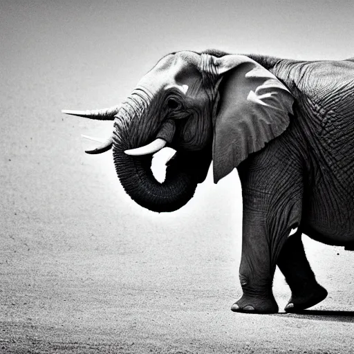 Image similar to elephant that looks like a tardigrade, black and white photo