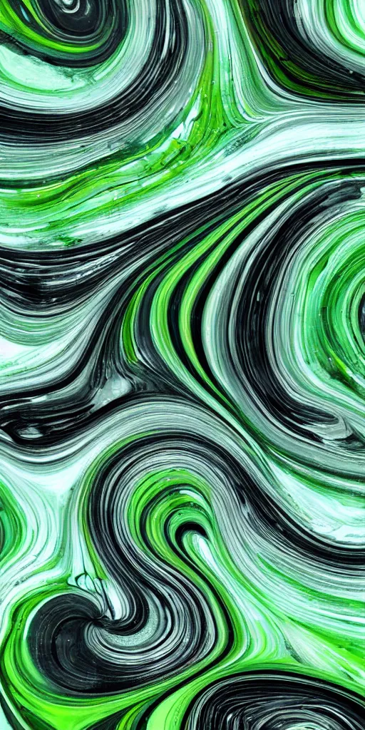 Prompt: beautiful liquid marble texture with big oil bubbles and twirls. harmonic black and green tones coloured abstraction. ultradetailed realistic art