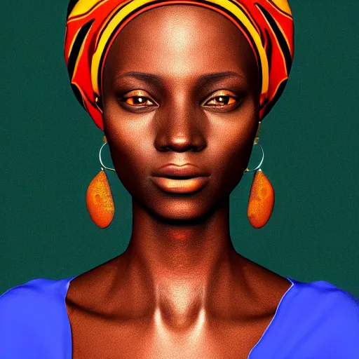 Image similar to UHD African woman, realistic, correct details, cosmic dynamic lighting, symmetrical face, accurate face, in the style of renaissance Michelangelo