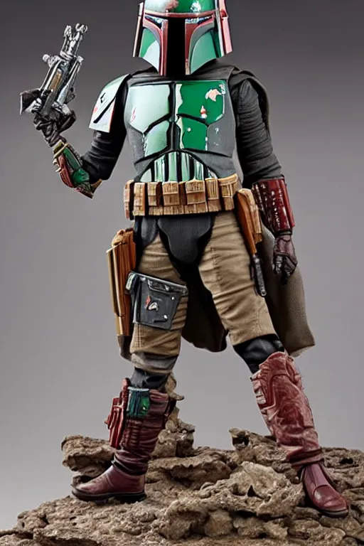 Prompt: boba fett, intricate, beautiful artstyle, intricate, elegant, d&d, fantasy, mcfarlane toys prodict photo