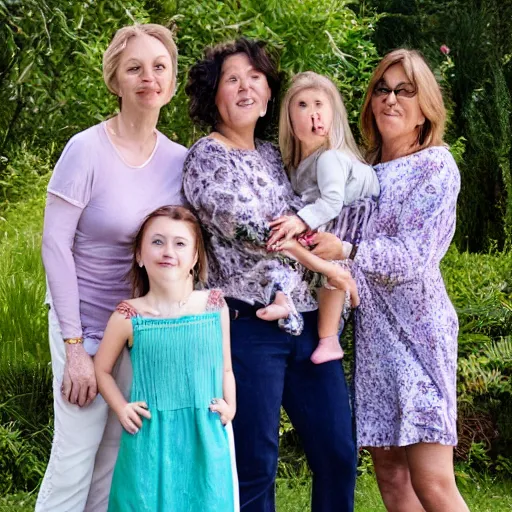 Image similar to middle aged female influencer family photo outdoors