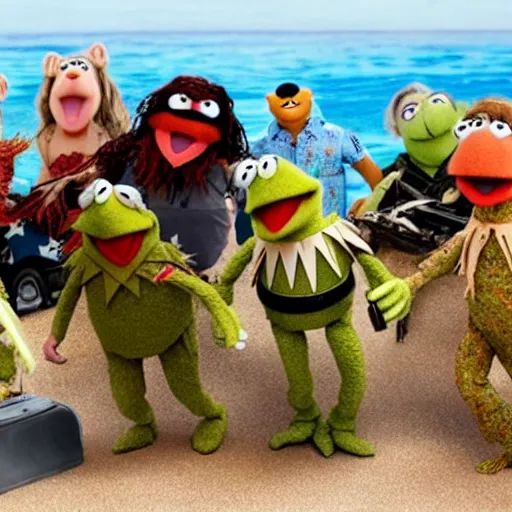 Image similar to screenshot of the muppets beach battle in world war 2 movie saving private muppets d-day W 1024