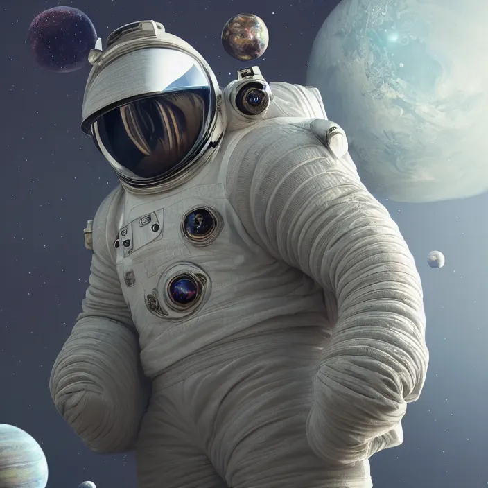 Prompt: very detailed portrait of a majestic russian shorthair, dressed in a spacesuit, sci - fi, futuristic, details, intricate, octane render, redshift, smooth, illustration, fairy lighting, stars and planets in the background, hyperrealistic, by dmitry prozorov, loish, and wlop, trending on artstation, hyperdetailed, hyperrealism