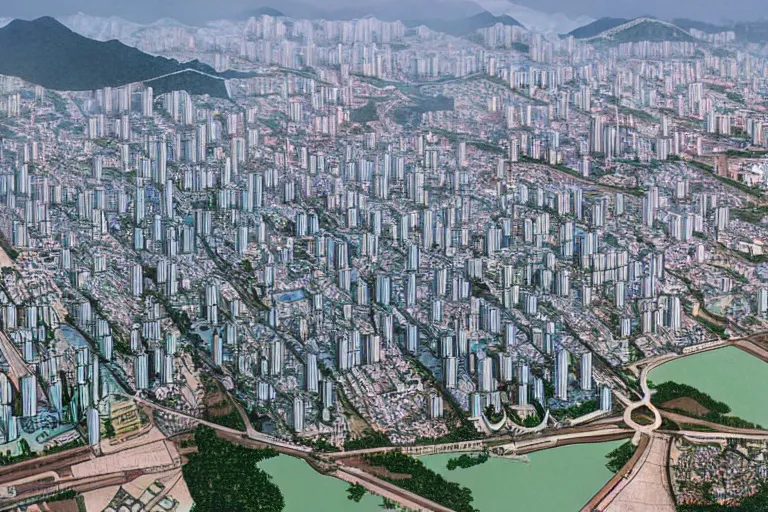 Prompt: Pyongyang if it was a South Korean city, highly detailed