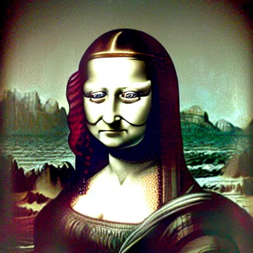 Image similar to monalisa in the style of H.R. GIGER!!!!!