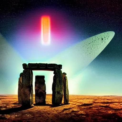 stonehenge on mars being abducted by ufo beam, Mark | Stable Diffusion ...