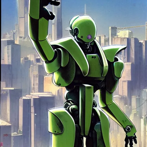 Prompt: 2 0 0 0 s anime screenshot of a sleek, slender, human - scale mecha suit defending the city streets, designed by hideaki anno, drawn by tsutomu nihei, and painted by zdzislaw beksinski