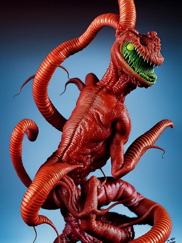 Prompt: hyperrealistic rendering, earthworm by bernie wrightson and killian eng and joe fenton, product photography, action figure, sofubi, studio lighting, colored gels, colored background